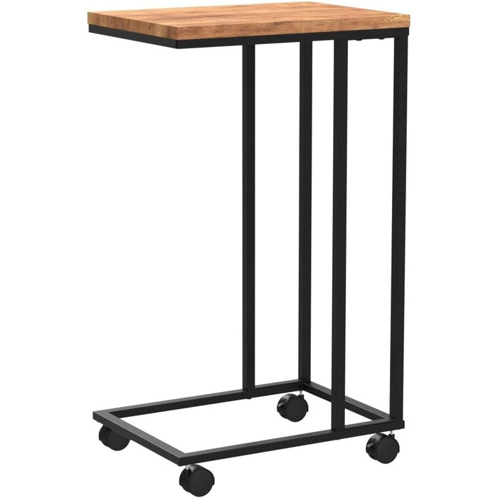 Дерев&39яний журнальний столик Casaria, чорний, вантажопідйомність 40 кг, висота 70 см, 50x35 см, маленький столик на колесах, журнальний столик для ноутбука, С-подібна тумбочка для вітальні, металевий каркас, чорний/коричневий