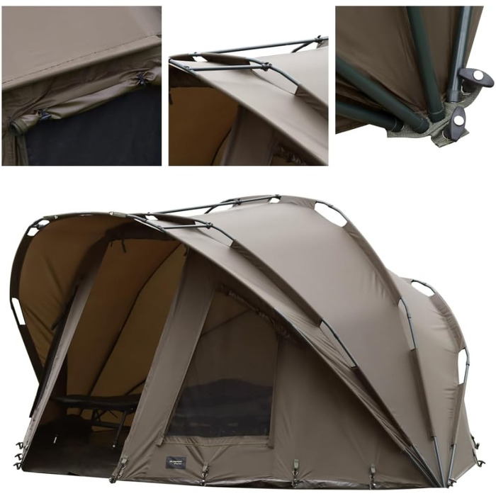 Намет MK-Angelsport Anglerset Fort Knox Dome 8-ніжне ліжко Великий короповий намет з водяним стовпом 10 000 мм, алюмінієвим каркасом, багатофункціональними дверима, підлогою та зручним рибальським ліжком.