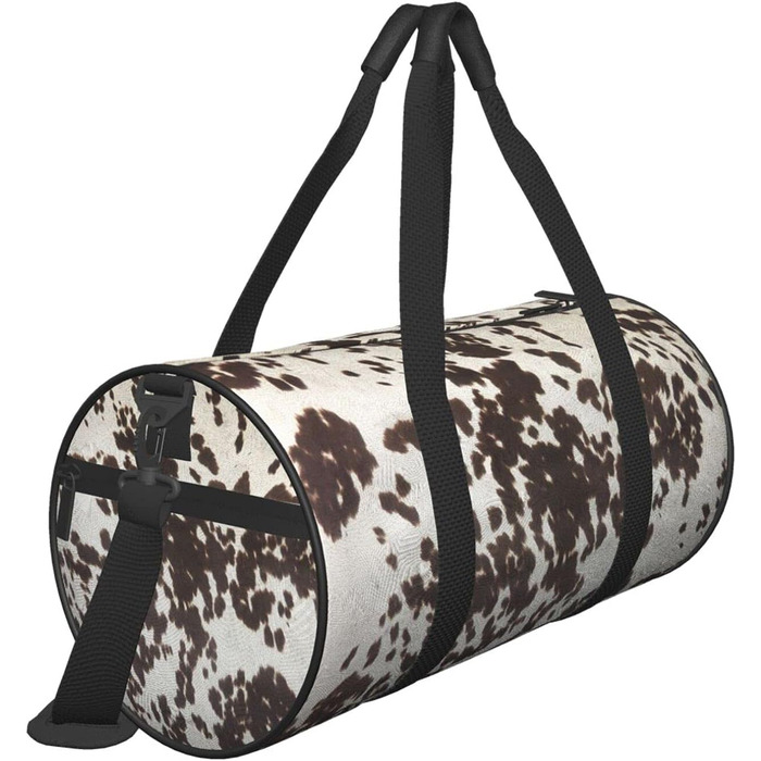 Сумка для подорожей зі шкіри великої рогатої худоби з молочним принтом, для фітнесу, спортивного спорядження, велика дорожня сумка, сумка на нічліг та на вихідні для жінок та чоловіків, Чорна, Універсальний розмір