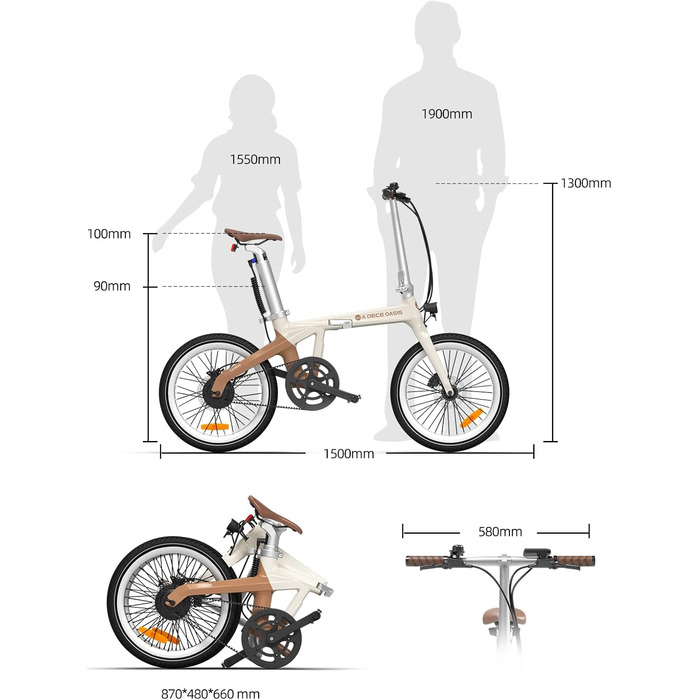 Електричний велосипед ADO E-Bike Air Carbon, складний велосипед, жіночий/чоловічий електровелосипед, ремінний привід, 14,5 кг, IPS LCD-дисплей, GPS, додаток ADO, 250 Вт, чорний