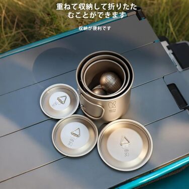 Кухоль Keith Titan Mug, кемпінговий горщик, чашка для кави та чаю на відкритому повітрі з кришкою та складною ручкою 200 мл/300 мл/400 мл/450 мл/500 мл/600 мл/900 мл, легкий посуд для походів, пікніка, напоїв (600 мл Ti3207)