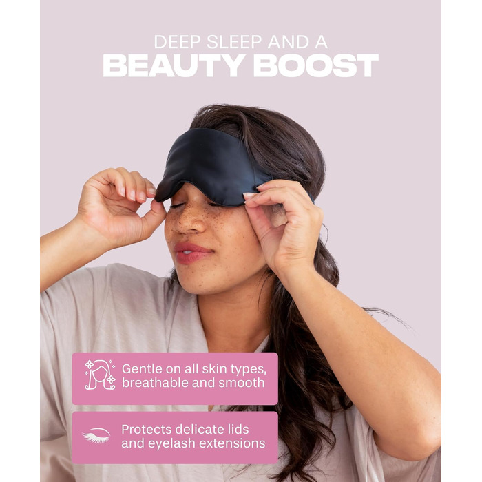 Шовкова маска для сну - Маски для сну для жінок і чоловіків - Покриття для очей для сну - Пов'язка на очі, затемнення, гра - Чорна