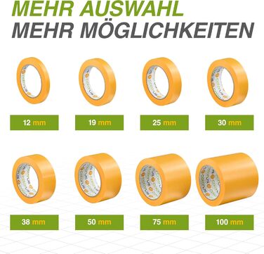 Професійна малярська золота стрічка М&39яка стрічка Малярська малярська стрічка 50 мм x 50 м, стійка до ультрафіолету Клейка стрічка для чітких країв фарби Малярська стрічка, малярська стрічка для фарби, стрічка для покриття фарби 50 мм, 3 шт.