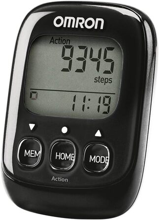 Крокомір OMRON Walking Style IV, чорний, 3D-сенсор для точного вимірювання, вимірює аеробні кроки, відстань та спалені калорії з пам&39яттю, режимом дії та великим дисплеєм, простий у використанні
