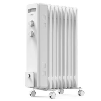 Масляний радіатор VonHaus, електричний обігрівач для домашнього офісу, електричний обігрівач для швидкого обігріву будь-якої кімнати, з термостатом, масляний обігрівач 2,5 кВт для максимального тепла (білий, 9 ребер) білий 9 ребер
