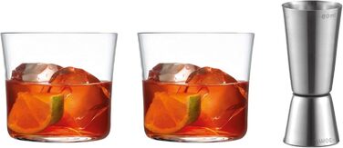 Келихи Negroni Набір для коктейлів з 3 предметів Falco - Fabulous for Negroni, 295 мл, чисте задоволення, безсвинцеве кришталеве скло, включаючи подвійний джигер для змішування, 251.150