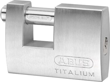 Замок навісний ABUS Titalium 82TI/70 - моноблочний замок для ролетних решіток, автоматів, контейнерів тощо - замикаючий болт із загартованої сталі - рівень безпеки ABUS 6, 70 мм, з індивідуальним ключем