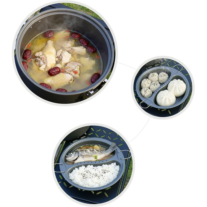 Каструлі для супу з кришками для кемпінгу, пікніків та полювання, твердий алюміній, універсальні для кемпінгу на 4-7 осіб