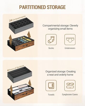 Комод Hzuaneri 140 см, 2 порти USB та 2 порти змінного струму, комод з 8 тканинними шухлядами, універсальні меблі для зберігання речей у вітальні та спальні, 30 x 140 x 86 см, вінтажний DU03801BEU