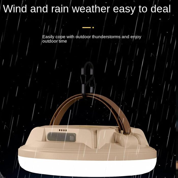 Сонячний ліхтар для кемпінгу, світлодіодний ліхтар з 4 режимами та акумуляторною батареєю - Ліхтарі для кемпінгу під час відключення електроенергії - Для піших прогулянок, походів, нічної риболовлі, виживання та відключення електроенергії в побуті, бежеви