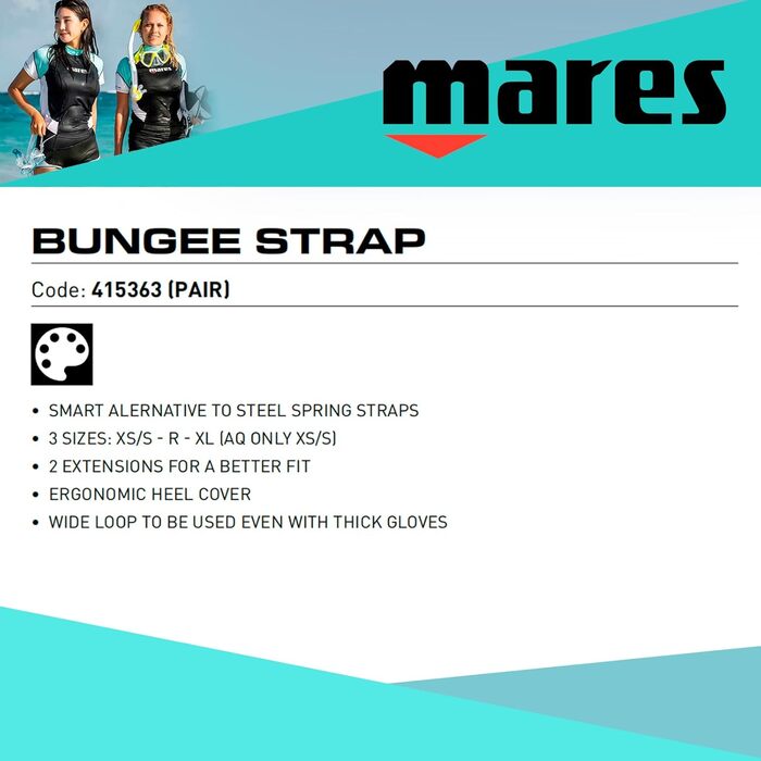 Ремінь для дайвінгу Mares Bungee Straps унісекс дорослі XS-S чорний