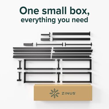 Ліжко Zinus Joseph 135 x 190 см - Висота 25 см з місцем для зберігання під ліжком - Каркас ліжка-платформи з металу з дерев&39яними тримачами для ламелей - Чорний 135x190 см Срібний