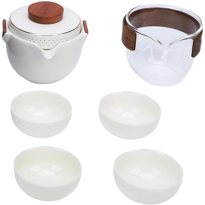 Китайський чайний сервіз RiToEasysports для подорожей, керамічний набір для чаювання в стилі кунг-фу з чайником, чашками та зручним кейсом для зберігання, ідеальний для поціновувачів чаю