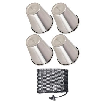 Набір з 4 маленьких портативних винних келихів Amosfun з нержавіючої сталі, 50 мл, для кемпінгу та використання на свіжому повітрі з сумкою для зберігання, що складаються, без запаху, колір A