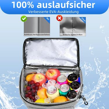 Рюкзак-холодильник для кемпінгу, місткість 24 літри, ізольований рюкзак для пікніка, водонепроникний рюкзак-холодильник, герметична портативна м&39яка сумка-холодильник для пляжу, подорожей, пікніка, сірий