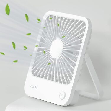 Настільний вентилятор JISULIFE Quiet, 4500mAh Mini Fan Battery Rechargeable, 180 Foldable Portable Fan Small, 4 speeds Adjusted For Home Office Travel-White