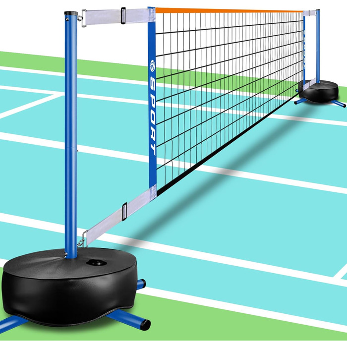 Портативний комплект сітки Furypiont Pool (Волейбол/Теніс/Піклбол), Чорний, Регульована довжина 4,57–7,62 м, З міцною основою та 2 м'ячами