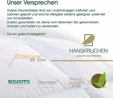 Пухова подушка преміум-класу de Luxe 80x80 см - Виготовлено в Німеччині, пухова подушка зі 100 бавовни - 3-камерна пухова подушка для алергіків 1 упаковка