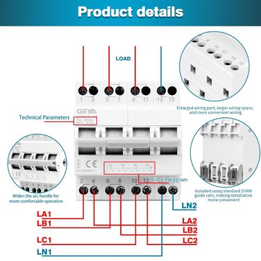Аварійний вимикач живлення 4P 63A вимикач навантаження подвійного живлення ручний вимикач живлення мережевий вимикач ручного керування 400VAC кріплення на DIN-рейку