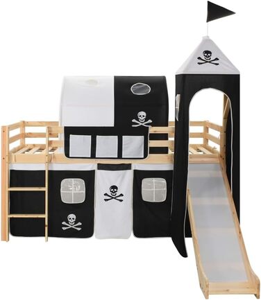 Каркас дитячого ліжка-лофт з гіркою та драбинкою сосна 97x208 см