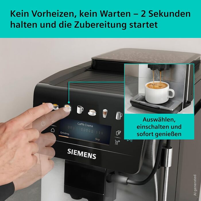Кавомашина Siemens EQ600 iAroma TP605EM3, нержавіюча сталь, понад 40 напоїв
