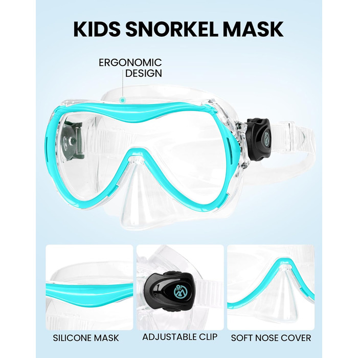 Дитячий комплект для підводного плавання OutdoorMaster Marlin, маска для дайвінгу з регульованим ремінцем та сухим верхом, маска для підводного плавання з захистом від запотівання, дитячі окуляри для плавання для хлопчиків та дівчаток, вік 4-14 років, син
