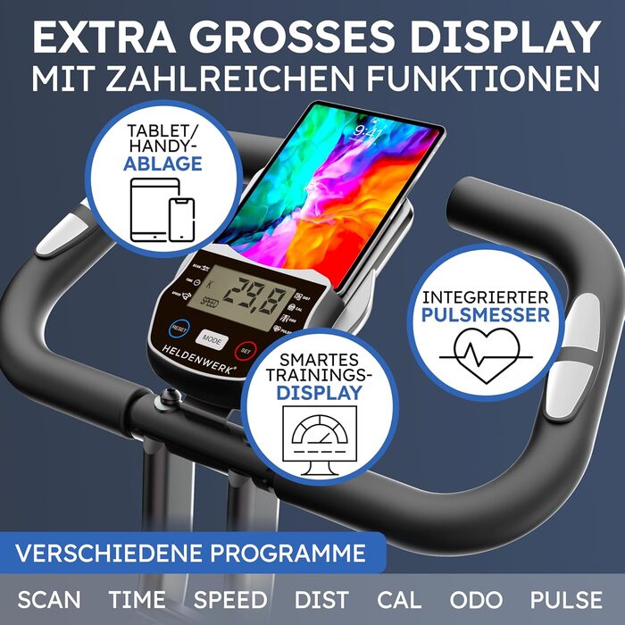 Складаний велотренажер HELDENWERK - надзвичайно комфортний та тихий - FlexiFoam витримує до 150 кг, велоергометр, домашній тренажер, велоергометр для людей похилого віку, фітнес-велотренажери, домашній тренажер