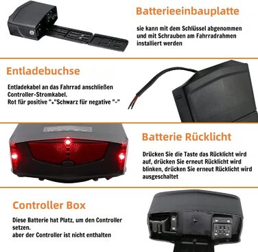 Акумулятор для електровелосипеда X-go з багажником, акумулятор для електровелосипеда 36V 13AH для велосипедного двигуна потужністю 250W 350W 500W, комплект літій-іонного велосипедного двигуна із зарядним пристроєм та безпечним замком