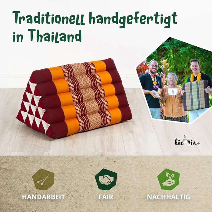 Надзвичайно висока подушка для спини livasia - 38x55x35 см - Трикутна подушка для саду та балкону, клиноподібна подушка з капоком, подушка для підтримки ніг, ручної роботи, подушка для медитації (помаранчева)