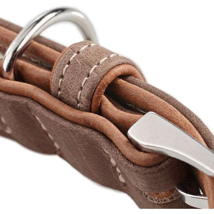 Нашийник для собак HUNTER PORTO, колір тиффані/коньяк, виготовлений з рослинно дубленої оливкової шкіри, особливо м'який та зручний, ніжний до шерсті та міцний, ручна робота, розмір 60 тиффані/коньяк 60