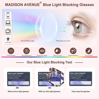 Окуляри з фільтром синього світла Madison Avenue для жінок, великі комп'ютерні окуляри для геймінгу, металеві шарніри, без діоптрій, колір Grey Demi