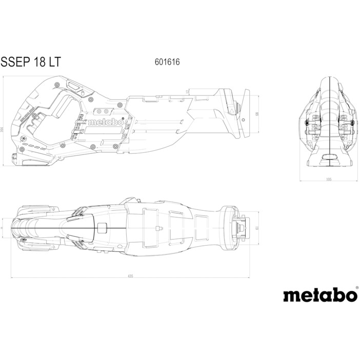 Акумуляторна пила Metabo SSEP 18 LT - 601616850 - 18 В - Ідеально підходить для важкодоступних місць - Без акумулятора та зарядног