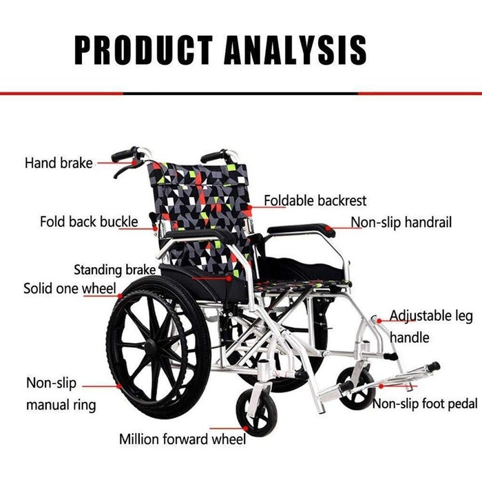 Інвалідний візок самохідний розбірний портативний алюмінієвий візок без пневматичних шин регульована ножна педаль самокат для людей похилого віку/інвалідів, портативний