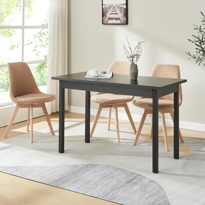 Сучасний обідній стіл Den Haag Black 120x60x75 см стіл для 4 осіб обідній стіл кухонний стіл