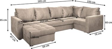 Кутовий диван Masseno LORIVO RS з функцією сну, U-подібний, диван з відділенням для зберігання речей, диван для вітальні, кушетка, диван-ліжко, комплект диванів - сірий, Paros 06 правий Paros 06