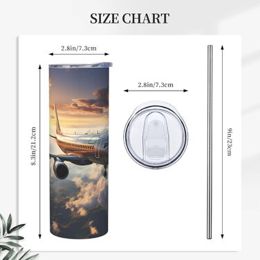 Кухоль об&39ємом 590 мл з прямою трубочкою, літаки злітають, дорожній кухоль з принтом, підходить для кемпінгу, офісу та дому.