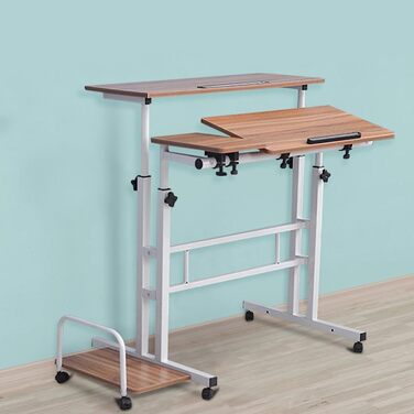 Комп&39ютерний стіл homewell, регульований, стіл для сидіння та стояння, з комп&39ютерною поверхнею, ПК, ігровий стіл, для навчання, гри, роботи, спальні, водонепроникний (80 22 x 60 x 67 115 см) дуб (з консольною поверхнею) L (80 22)*60*67-115 см