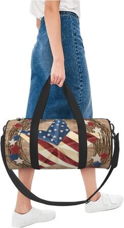 Спортивна сумка для подорожей, дизайн Американський патріотичний принт, Чорний колір, Універсальний розмір