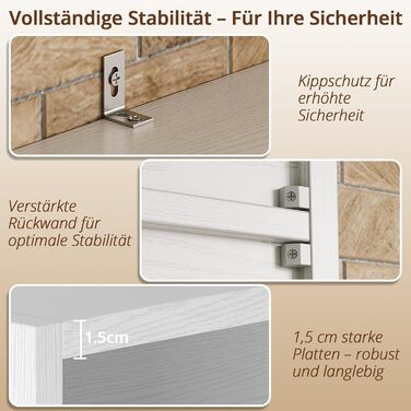 Біла книжкова полиця IRONCK, кубічна полиця з 8 полицями, вузька полиця для вітальні, офісу, спальні, кабінету, 23,6 x 30 x 180 см