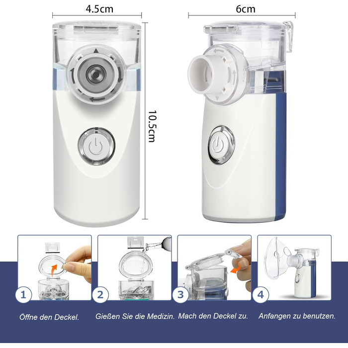 Інгалятор для дорослих Інгалятор для дітей Інгалятор для дітей Небулайзер з маскою для обличчя та мундштуком Функція автоматичного очищення при респіраторних захворюваннях Ефективний (синій)