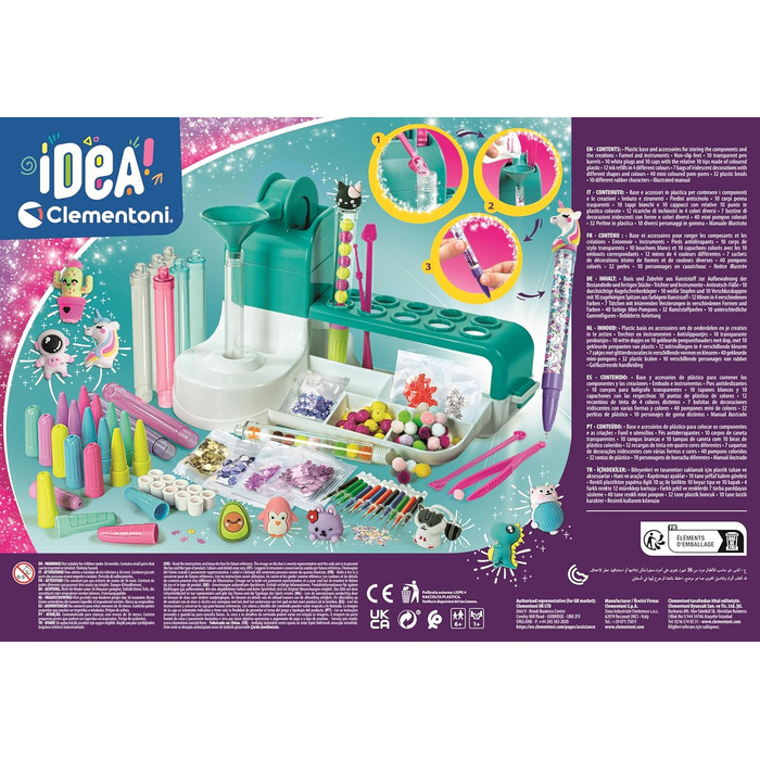 Майстер-клас з виготовлення ручок Clementoni Idea з понад 50 аксесуарами - Набір ручок своїми руками з понад 50 аксесуарами - Набір для виготовлення власних ручок, креативна іграшка та подарунковий набір для дітей віком від 6 років, 59415