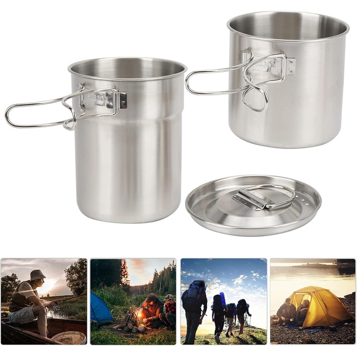 Складана кемпінгова чашка/кухоль/кемпінговий горщик, 2 шт. зовнішня пляшка/чашка з нержавіючої сталі/легкий кемпінговий горщик/рюкзачний посуд