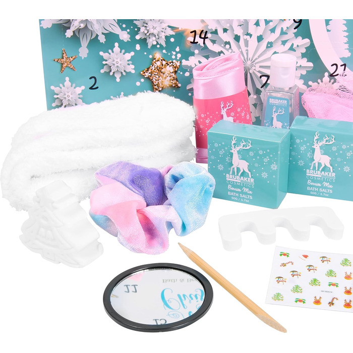 Різдвяний календар краси BRUBAKER Cosmetics 2025 - XXL різдвяний календар здоров&39я для жінок та дівчат - 24 засоби догляду за тілом та спа-аксесуари - м&39ятно-блакитний
