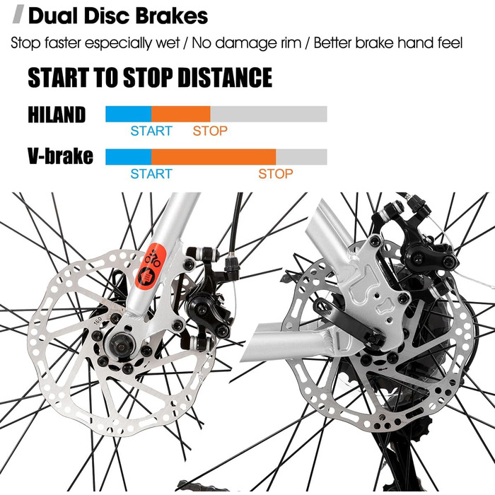 Шосейний велосипед Hiland 28 дюймів, 21 передача, міський велосипед для чоловіків з дисковими гальмами, рама 530 мм, зручний шосейний велосипед, колеса 700C, чорний/червоний/срібний, розмір L