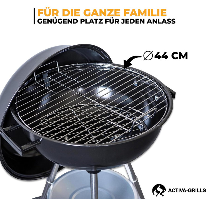 Чайник-мангал ACTIVA Montenegro Преміум-мангал з регульованою подачею повітря, високоякісною решіткою та кришкою Вугільний мангал