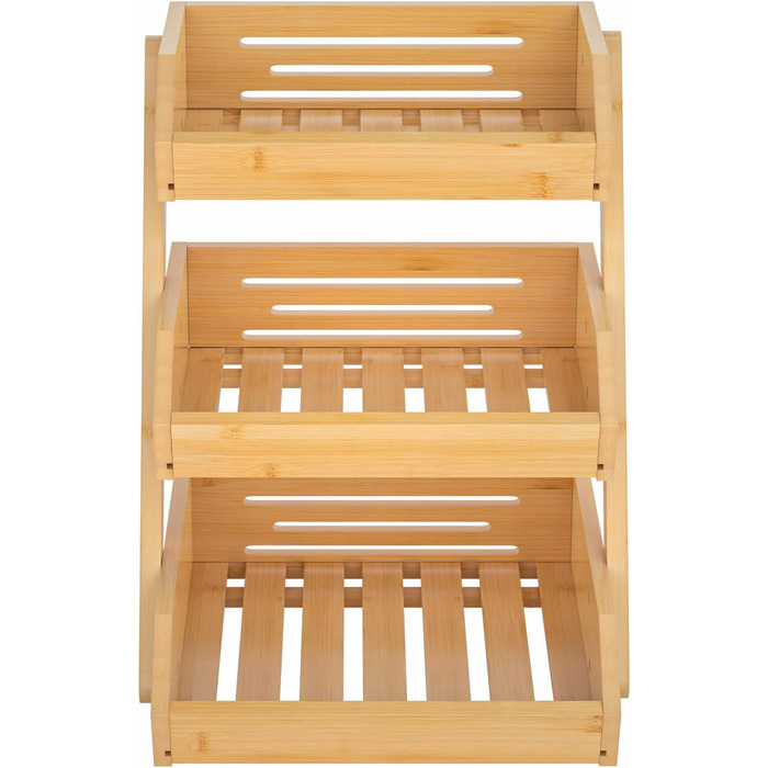 Бамбуковий кошик для фруктів, 3-рівнева миска для зберігання фруктів та овочів, ідеально підходить для кухонної стільниці, декоративне сховище для дому, коричневий, 3 яруси