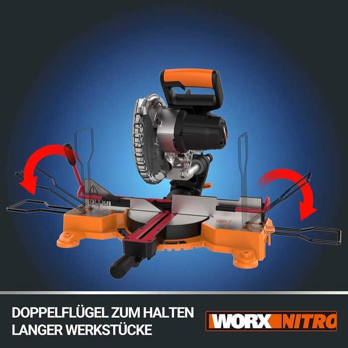 Акумуляторна панельна пила WORX WX845.9 NITRO 20В - багатофункціональна пила для протягування, поперечного та косого пиляння - розпилювання під кутом 0-45 - 220 мм у деревині - безпечна та зручна завдяки затискачу XtraHand - без акумулятора та зарядного п