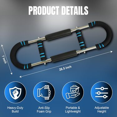 Регульований тренажер для скручувальних рук для чоловіків та жінок - U-подібний еспандер для грудей з 3 рівнями опору 40-90 фунтів - Силове тренування Тренажер для грудей, плечей, зап&39ястя, спини