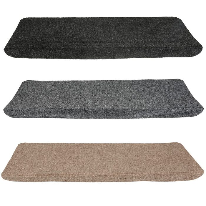 Самоклеючі килимки для сходів, Захисний килимок для сходів, Килимок для сходів для приміщень (прямокутний), Коричневий, 25 x 65 см (прямокутний), 15 шт.