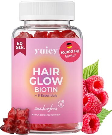 Вітаміни для волосся Yuicy Hair Glow з біотином, малина, 60 шт.